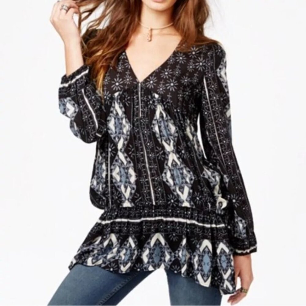 FREE‎ PEOPLE Down by the Bay TUNIC TOP MINI DRESS Peplum RAYON Size XS/TP - Picture 5 of 14